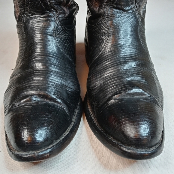 Longhorn men's black lizard skin western boots sz 8.5M - Picture 2 of 9